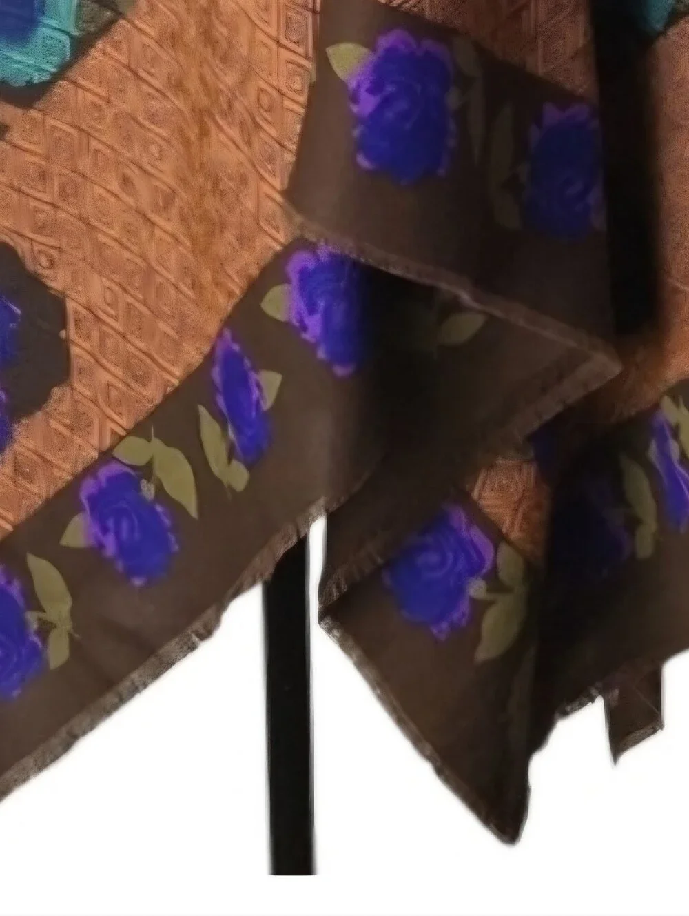 VTG 70s Sears Made in Italy Floral Polyester Square Scarf Fringed 46x46 Boho